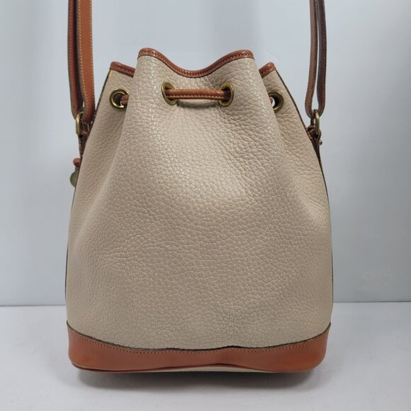 VTG Dooney & Bourke Women's Cream Pebble Leather Drawstring Bucket Bag - Picture 2 of 10